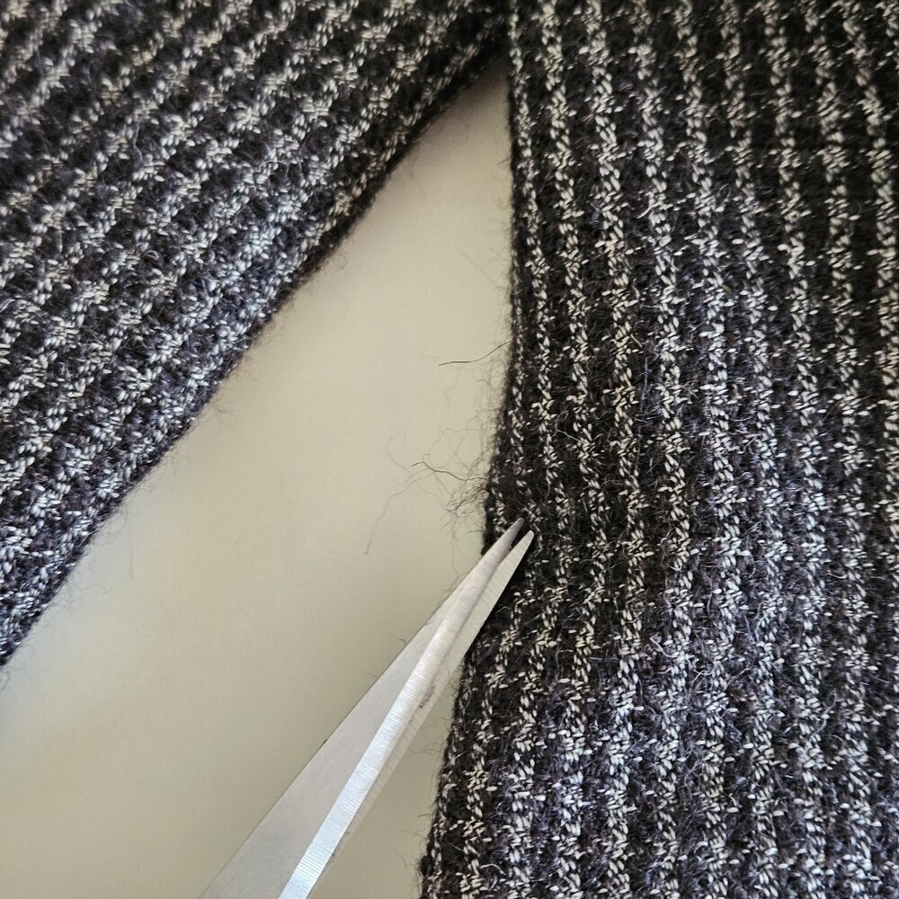 Savile Row Blazer Mens US 46 Black Gray Wool Alpaca Lined 2B Ventless Vtg FLAWS - Picture 15 of 16